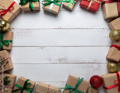 Christmas Themed Decorations and Gifts Background