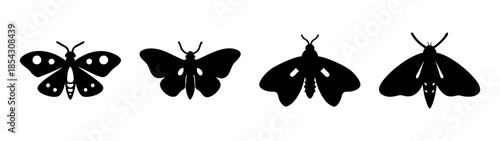 Black butterfly silhouette vector art illustration set insect nature design graphic elements isolated
