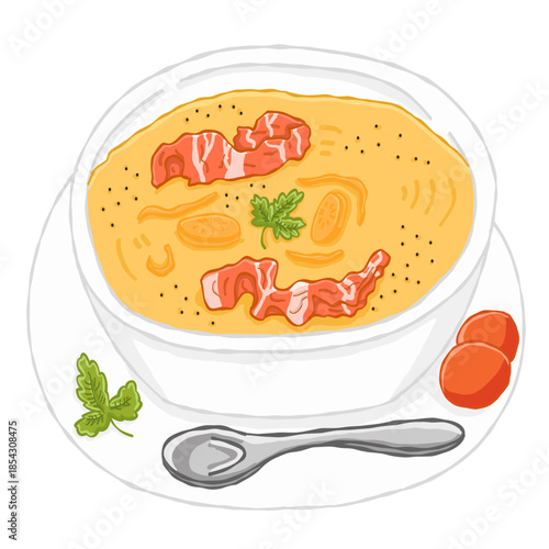 Karottensuppe mit Schinken