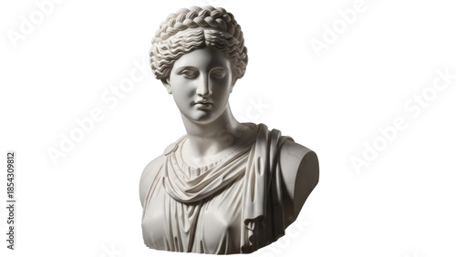 Fotografía Marble bust of a woman isolated PNG on transparent background, classical sculptu