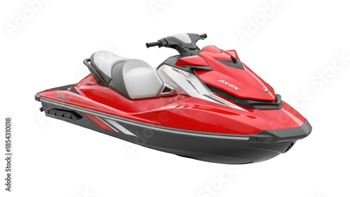 Billede på lærred Red and gray jet ski PNG isolated on transparent background, personal watercraft