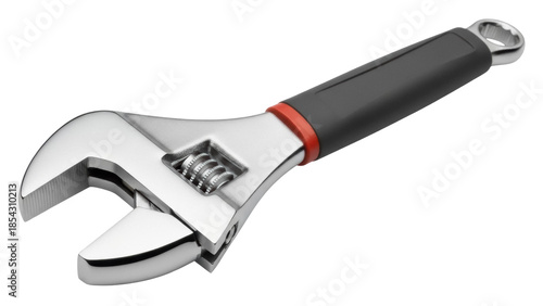 Canvastavla Adjustable wrench isolated PNG, chrome metal spanner with black handle for tight