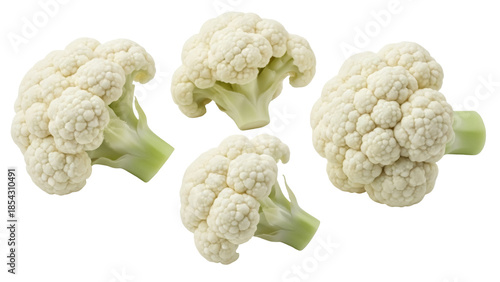 Photography Fresh cauliflower florets isolated PNG on transparent background, healthy raw ve