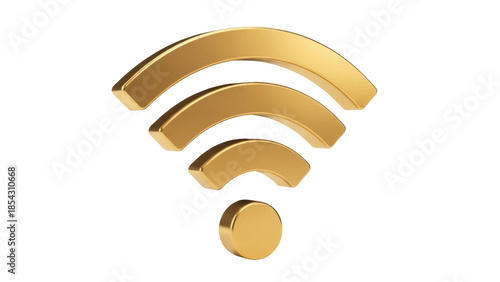 Quadro em tela Golden wifi symbol PNG isolated on transparent background, wireless internet con
