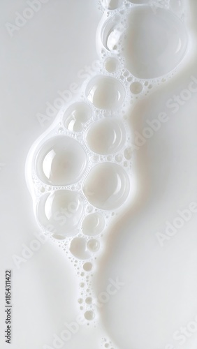 Wallpaper Mural Close-up view of white foamy liquid with numerous bubbles of different sizes, creating an abstract and clean texture. Torontodigital.ca