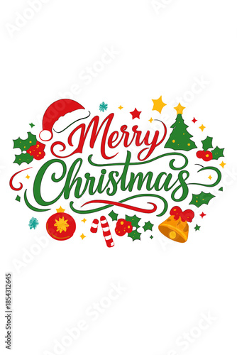 Festive Message: A lively Merry Christmas greeting, written in graceful lettering, radiates holiday joy, embellished with decorative touches that embody the season's spirit