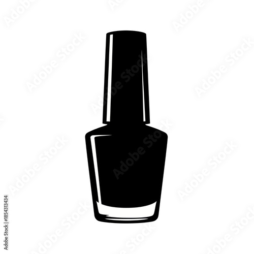 Black Nail Polish Bottle Silhouette Vector Graphic.