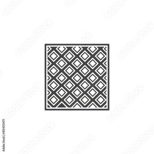 Geometric pattern with repeating diamond shapes in a square frame.
