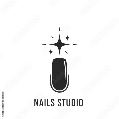 Elegant Nail Studio Logo Design Featuring Sparkling Star Embellishment.