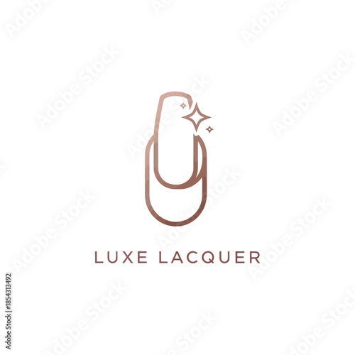 Minimalist Luxe Lacquer Nail Salon Logo Design with Sparkle.