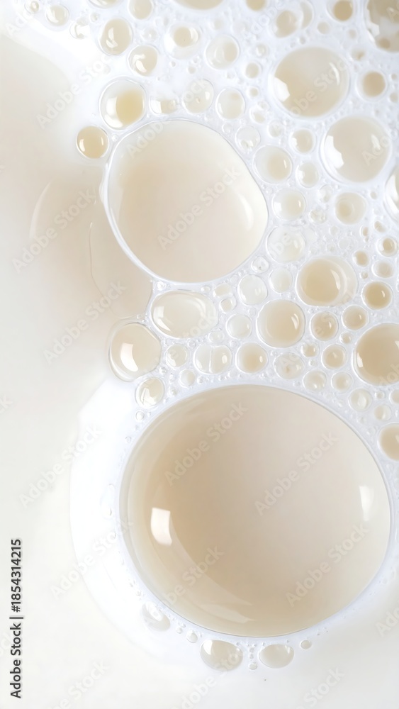 custom made wallpaper toronto digitalClose-up abstract view of white milky liquid with numerous bubbles and foam, creating a textured surface.