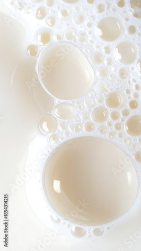 Wallpaper Mural Close-up abstract view of white milky liquid with numerous bubbles and foam, creating a textured surface. Torontodigital.ca