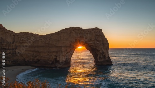 Coastal Arch, Evening Glow. A Symphony of Textures and Hues at Twilights Embrace.