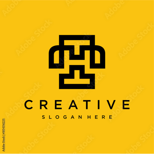 Modern geometric abstract emblem for corporate business identity and creative professional branding solutions