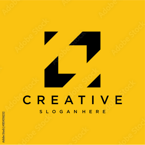 Abstract Geometric Square Logo Design with Text