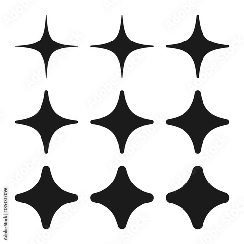 Rounded Four Point Star Shape Icons