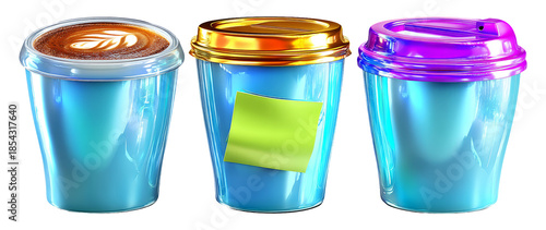 Wallpaper Mural Colorful Containers for Drinks and Snacks with Lids and Labels Displayed Torontodigital.ca