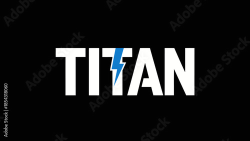 Bold Titan Logo Design with Electric Blue Lightning Bolt Accent