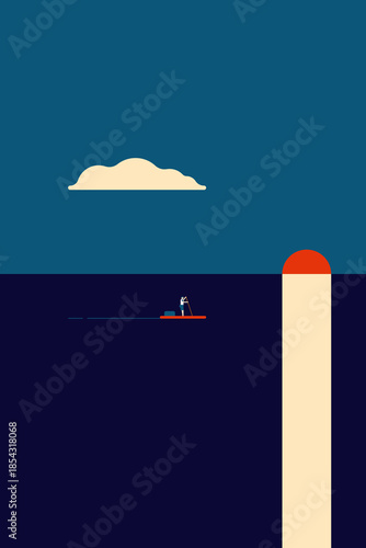 Minimalist ocean boat sunset wall art decor