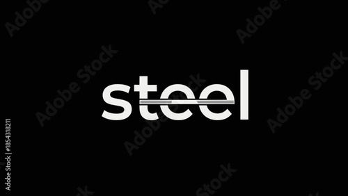 Bold white text 'steel' with a horizontal line through the center on a black background