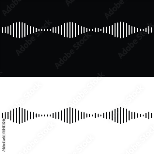 Sound wave patterns on black and white backgrounds