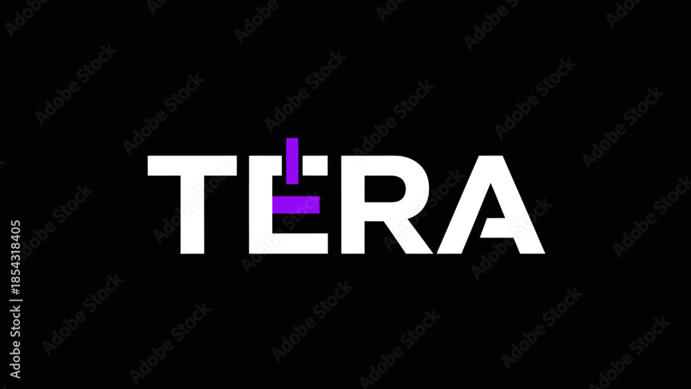 Fototapeta premium Clean and Modern Logo Design Featuring the Name TERA in White and Purple on Black