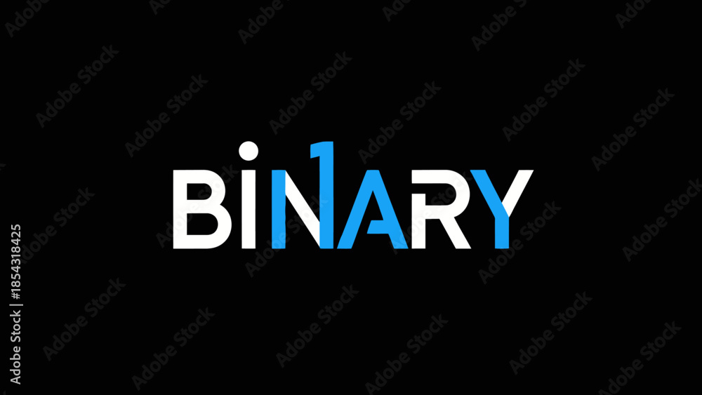Fototapeta premium Conceptual binary code representation in white and blue on black background
