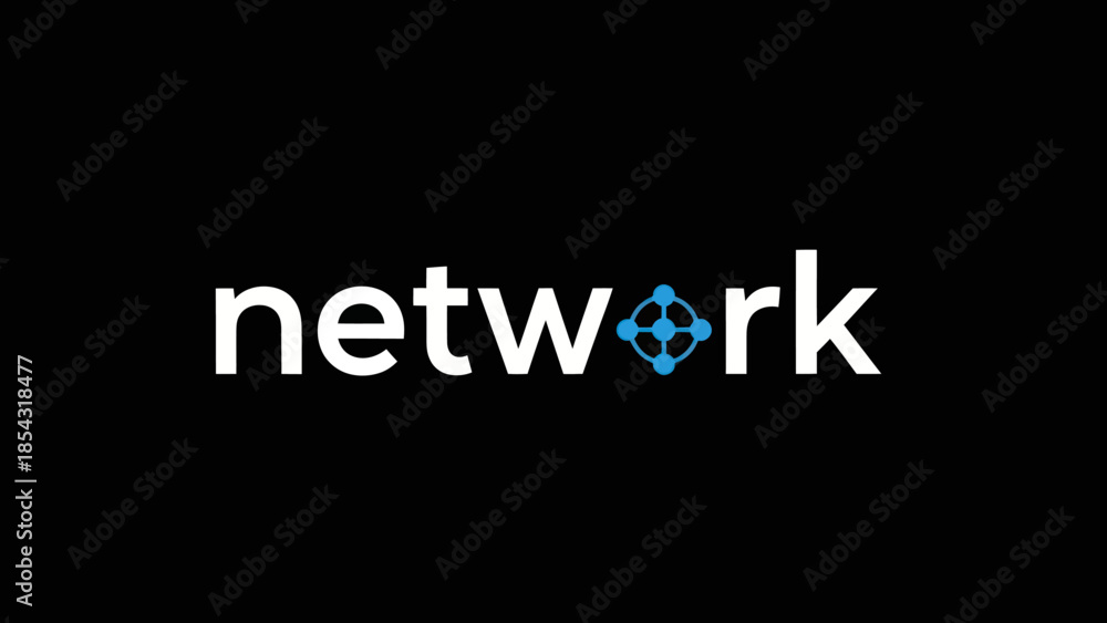 Obraz premium Digital network connection concept with interconnected nodes and text