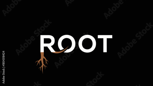 Conceptual Word Root With Abstract Organic Root System Emerging From The Letter R