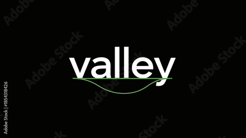 Clean white text logo for a company named valley with a subtle wavy graphic