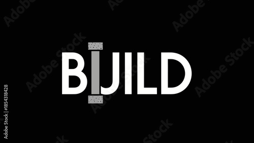 Creative wordmark typography for 'build' with a unique design element representing construction