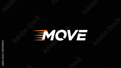 Dynamic typography conveying speed and progress with the word Move