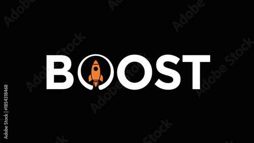 Dynamic Rocket Ship Illustrating the Word Boost on a Stark Black Background