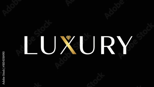Elegant LUXURY text with a sparkling diamond accent on a black background