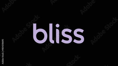 Minimalist light purple word bliss in lowercase on a solid black background