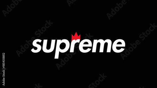 Iconic Supreme Logo with Red Maple Leaf Detail on Black Background Minimalist Graphic Design