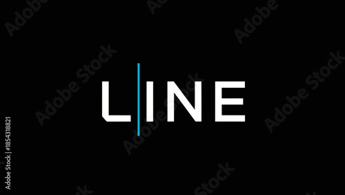 Minimalist white text LINE with a vertical blue line on black background