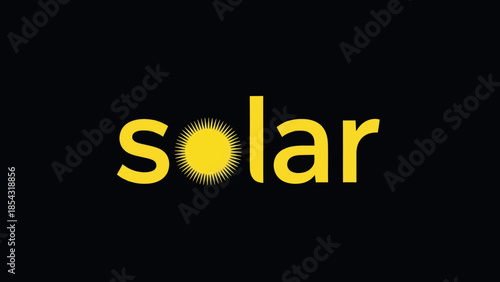 Minimalist yellow solar text logo design on black background