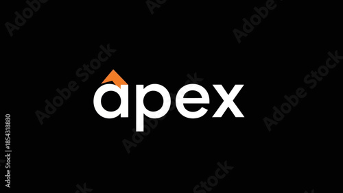 Modern apex logo with an upward arrow symbolizing progress and ambition against a black backdrop