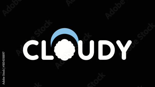 Modern Cloudy Logo Design White Typography With Blue Arc Element