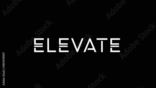 Modern minimalist typography for the word elevate on a black background