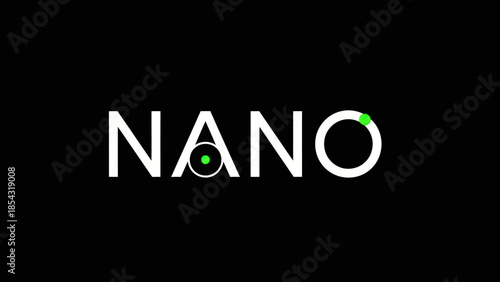 Modern minimalist white nano text logo with green accents on black background