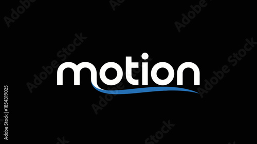 Modern sleek typography logo design for a company named motion with a blue wave accent