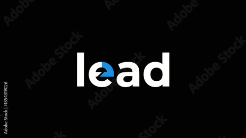 Modern stylized text logo for lead with blue accent and modern typography