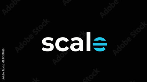 Modern scale logo with minimalist design and vibrant blue accent on black background