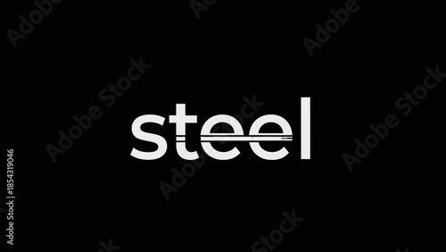 Modern typographic logo for the word steel with industrial design elements