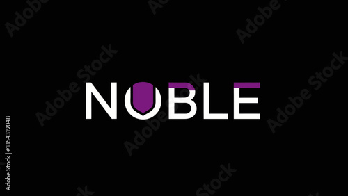 Modern typography logo design featuring the word noble with purple accents