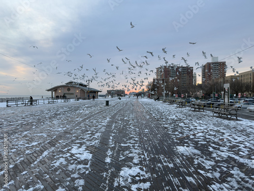 Coney Island Boardwalk, Brooklyn, New York in winter