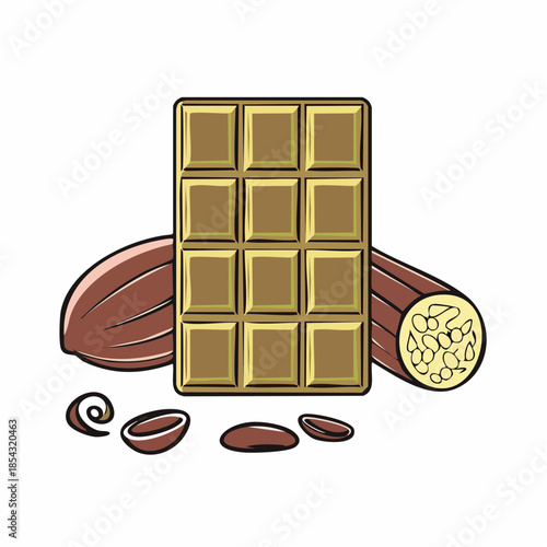 Chocolate Bar with Cocoa Beans and Nibs.
