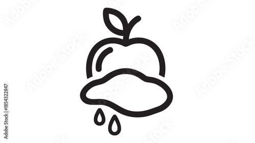 A simple illustration of a ripe fruit with juice dripping from it